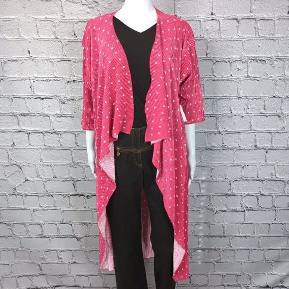 LulaRoe Bright Pink Polka Dot Gabrielle Cardigan, Women's Size Small - Picture 1 of 5
